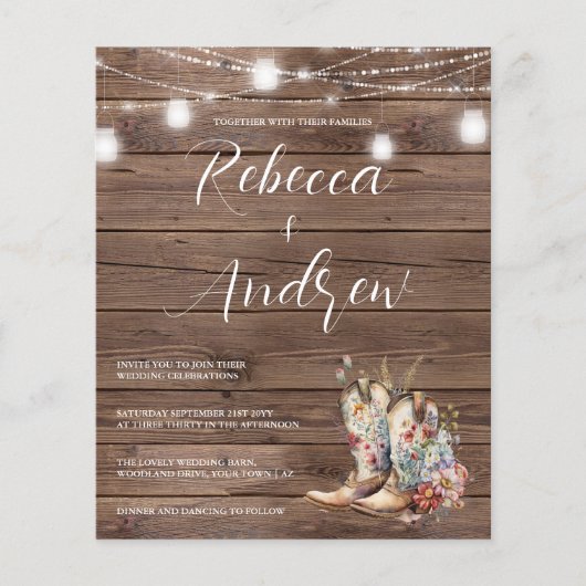 バジェットブーツカウボーイ女性のカーボーイフローラライト結婚ズ (正面)