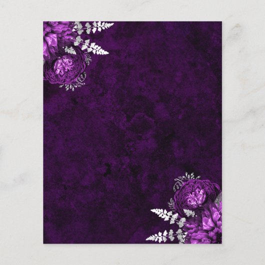 バジェットプラムパープルシルバーフローラ結婚式の招待 (裏面)