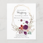 バジェットプラムピンクジンジャーフローラ結婚式の招待 (正面)