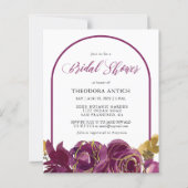 バジェットプラムフローラアーチブライダルシャワー招待 (正面)