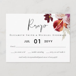 バジェットプラム結婚シナモン秋花模様 ポストカード