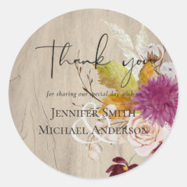 バジェットプラム結婚シナモン秋花模様 ラウンドシール