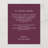 バジェットプラム花の結婚式ありがとうカード (裏面)