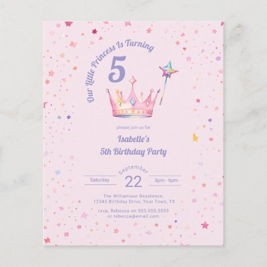 バジェットプリンセスクラウンピンク小さな女の子誕生日 (正面)