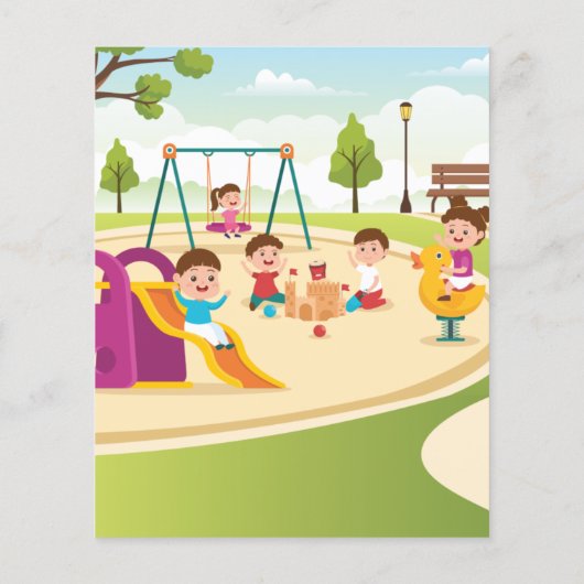 バジェットプレイグラウンド子供の誕生日パーティの招待状 (裏面)