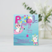 バジェットプールパーティーユニコーン誕生日招待状 (スタンド正面)