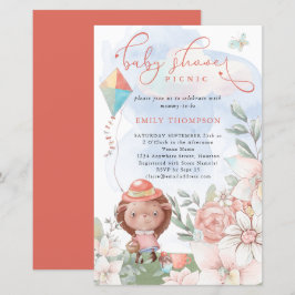 バジェットヘッジホッグガールベビーシャワーピクニック招待状