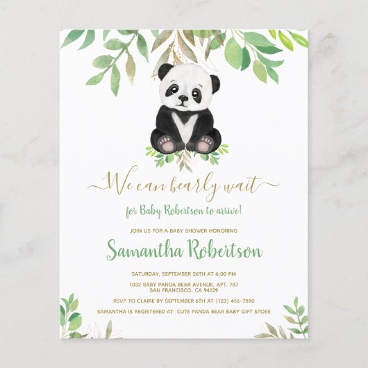 バジェットベアーユーカリプスベビーシャワー招待状 (正面)