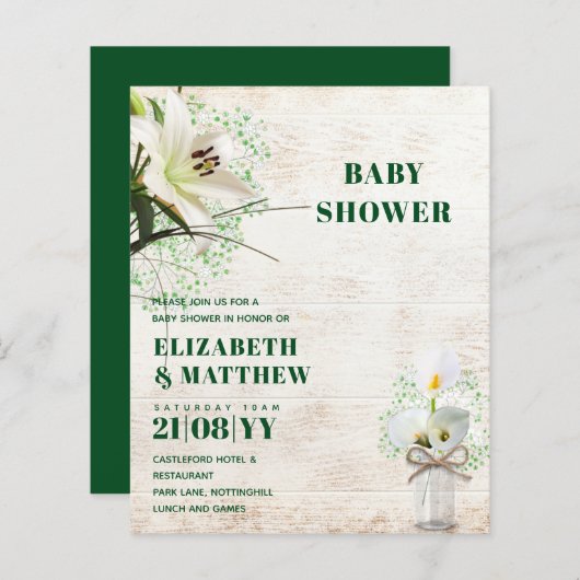 バジェットベイビーシャワーカラリリー素朴シックなシャビー (正面/裏面)