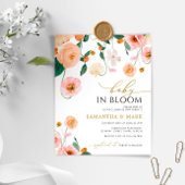 バジェットベビーイン開花ピンクポピーシャワー招待状