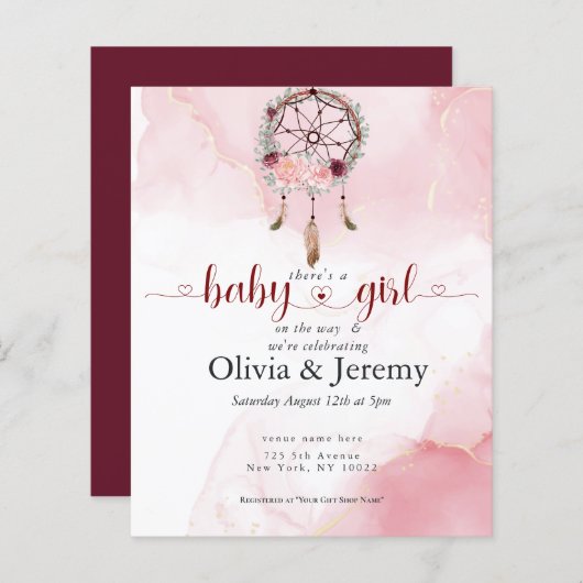 バジェットベビーガールオンザウェイピンクドリームキャッチャー (正面/裏面)