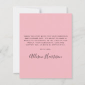 バジェットベビーガール足ピンクシャワーサンキューカード (裏面)