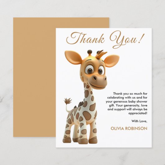 バジェットベビーキレーフベビーシャワーサンキューカード (正面/裏面)