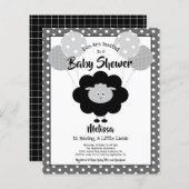 バジェットベビーシャワーおもしろい白黒ラム招待状 (正面/裏面)