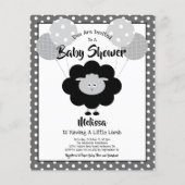 バジェットベビーシャワーおもしろい白黒ラム招待状 (正面)