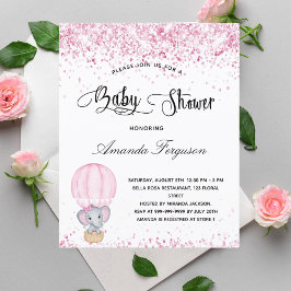 バジェットベビーシャワーエレファントガール赤面ピンクホワイト