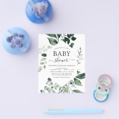 バジェットベビーシャワーグリーナリーボタニカル招待状 チラシ (シングル)