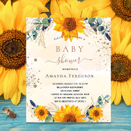 バジェットベビーシャワーサンフラワーユーカリグリッター