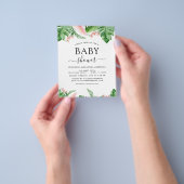 バジェットベビーシャワートロピカルパームフローラ水彩 チラシ (手)