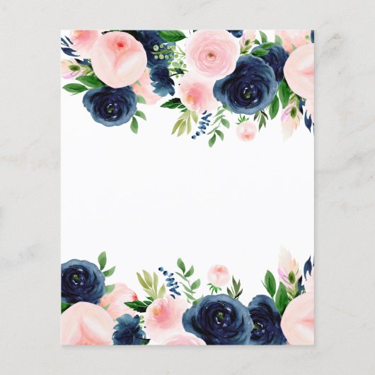 バジェットベビーシャワーネイビーブルー赤面ピンクフローラ チラシ (裏面)