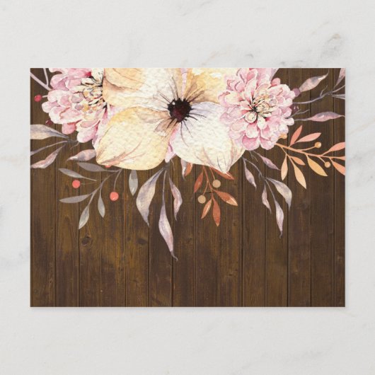 バジェットベビーシャワーピンクピーチフローラ インビテーションポストカード (裏面)