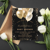 バジェットベビーシャワーブラック金ゴールドグリッターバルーン