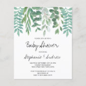 バジェットベビーシャワーユーカリグリーナリー招待状 (正面)