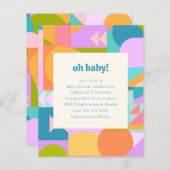 バジェットベビーシャワー招待状カラフル幾何学 (正面/裏面)