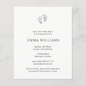 バジェットベビーシャワー招待状グレーのフットプリント (正面)