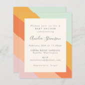 バジェットベビーシャワー招待状レトロサマーストライプズ (正面/裏面)