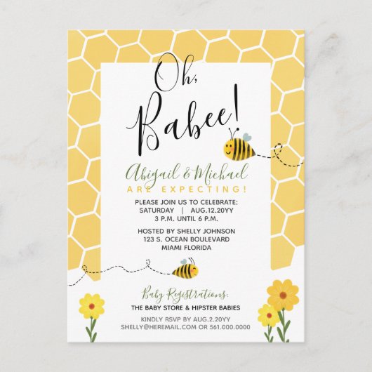 バジェットベビーシャワー水カラーのまわりに招待状 ポストカード (正面)