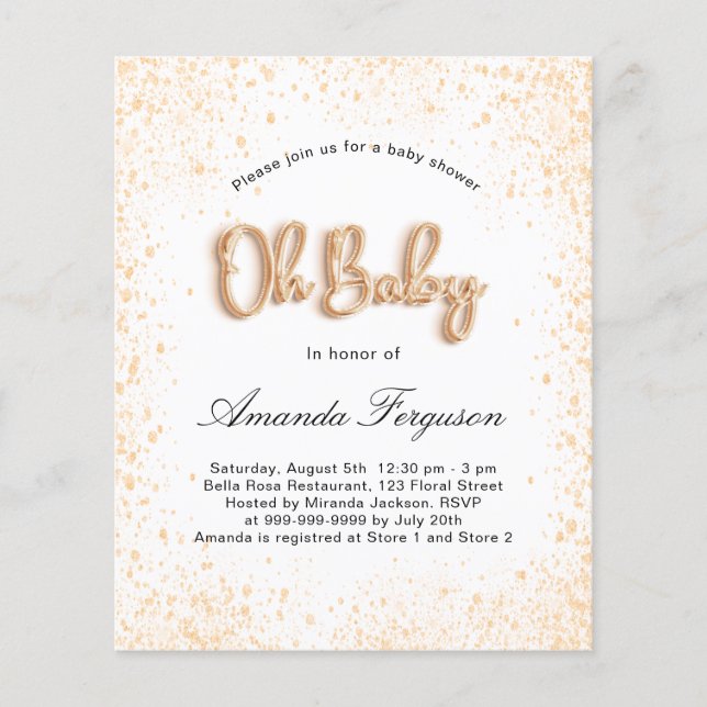 バジェットベビーシャワー白金ゴールドグリッター男の子 (正面)