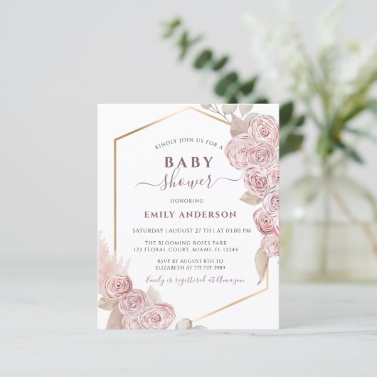 バジェットベビーシャワー赤面ピンクフローラとゴールデン (スタンド正面)