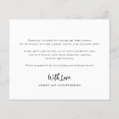 バジェットベビーシャワー3枚の写真サンキューカード (裏面)