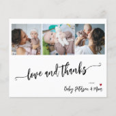 バジェットベビーシャワー3枚の写真サンキューカード (正面)