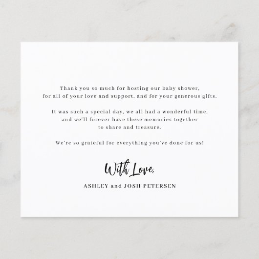 バジェットベビーシャワー3枚の写真サンキューカード チラシ (裏面)