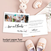 バジェットベビーシャワー3枚の写真サンキューカード チラシ