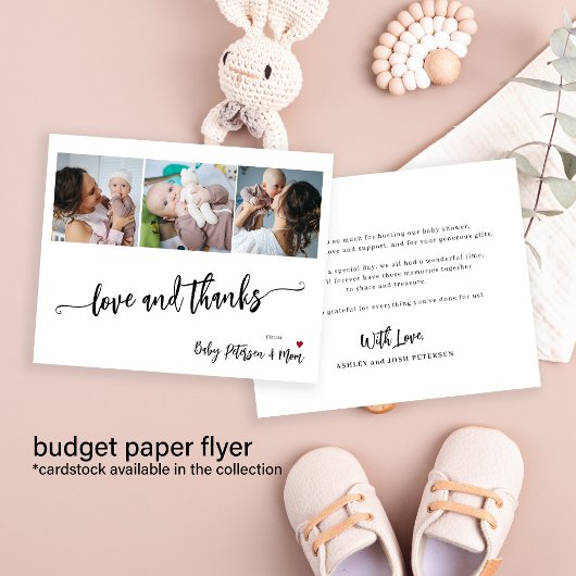 バジェットベビーシャワー3枚の写真サンキューカード チラシ