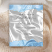 バジェットベビーブルーシルバーアガテホワイトシルク結婚ス