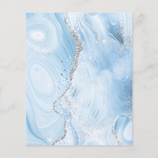 バジェットベビーブルーシルバーアゲート結婚式招待状 (裏面)