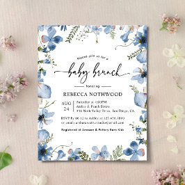バジェットベビーブルーワイルドフラワーベビーブランチ招待状