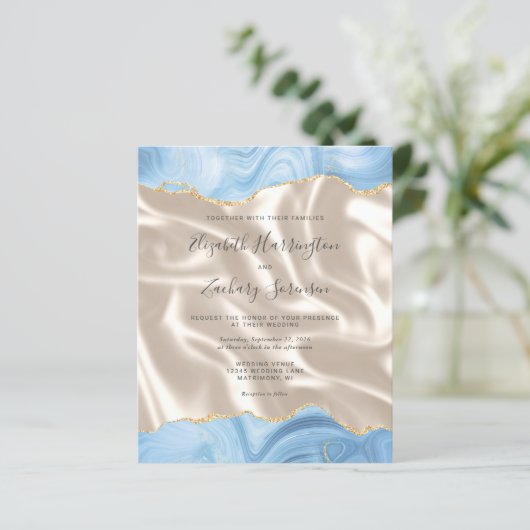 バジェットベビーブルー金ゴールドアゲートアイボリーシルク結婚ス (スタンド正面)