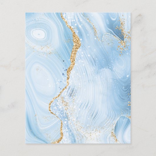 バジェットベビーブルー金ゴールドアゲート結婚式招待状 (裏面)