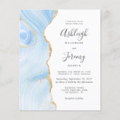 バジェットベビーブルー金ゴールドアゲート結婚式招待状 (正面)