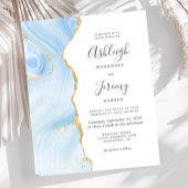 バジェットベビーブルー金ゴールドアゲート結婚式招待状