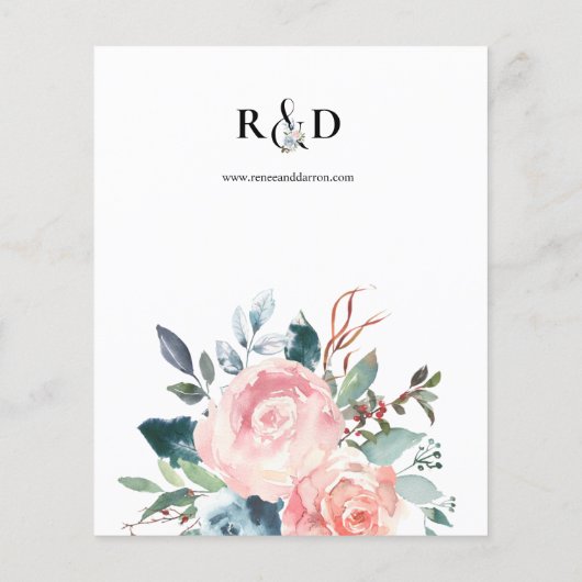 バジェットベビーブルー&赤面ピンクフローラ結婚ズフライヤー チラシ (裏面)