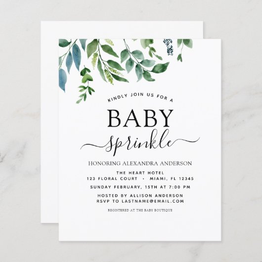 バジェットベビー散水シャワーグリーンリー植物学 (正面/裏面)