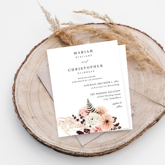 バジェットベージュ&赤面ピンク素朴フローラ結婚ズ