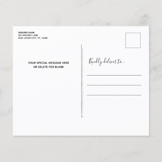 バジェットペットビジネス犬好きクリスマスポストカード (裏面)