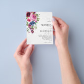 バジェットホットピンク&ネイビーブルー結婚フローラの3 チラシ (手)